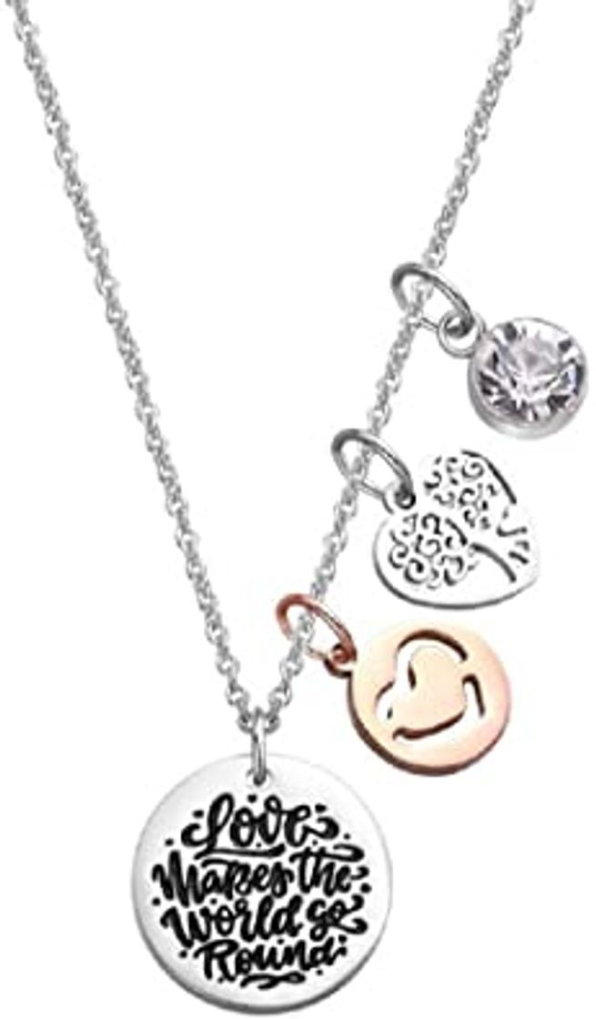 Social Collar/pulsera con corazón de oro rosa, colgante de etiqueta y ...