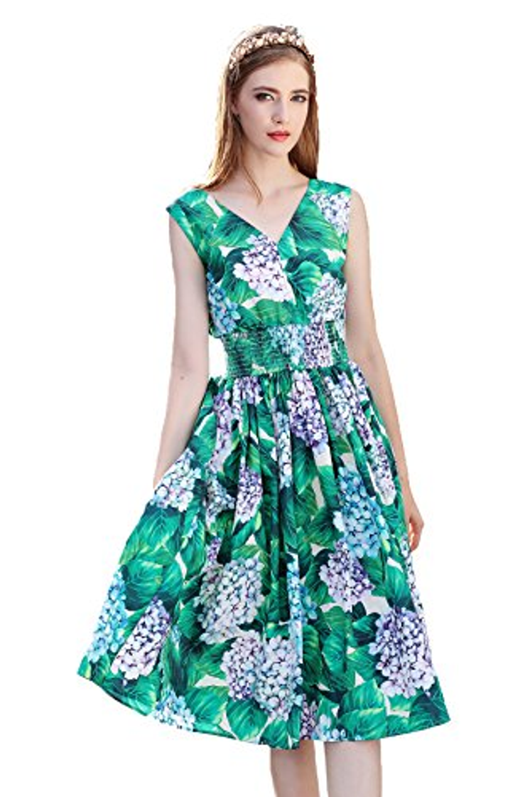 Fashion Casual Vestido de hortensia  Verano Verde ... - Amazon.c