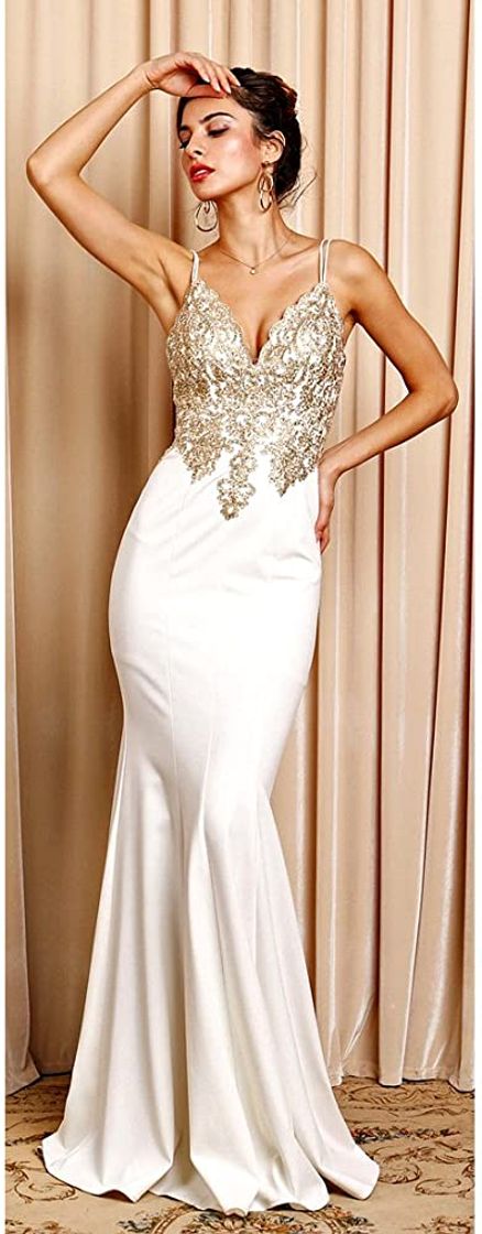 Fashion Soieblu Cream, Gold and Rhinestone Bodice ... - Amazon.com