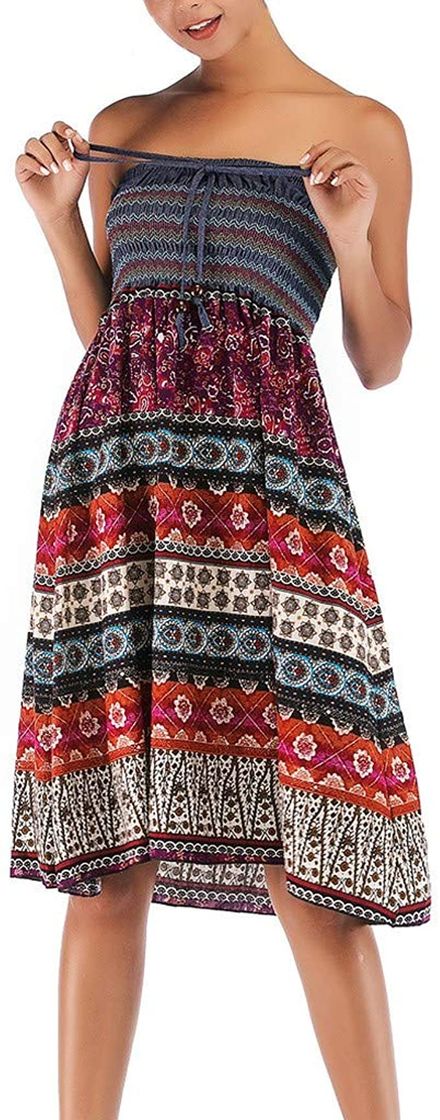 Fashion Sayhi Bohemia Bandeau Casual Dresses B07R5B4HF6