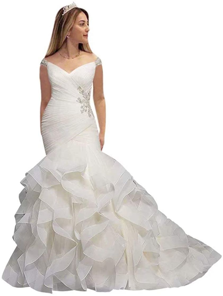 Moda QueenBridal Women's Mermaid Wedding Sleeve B07MTVZV6F