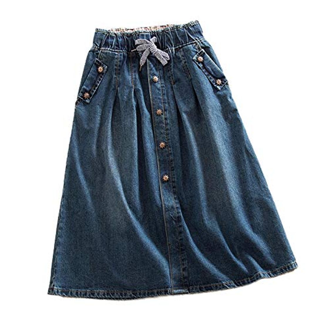 Moda Skirts 2020 Nuevas Mujeres Verano Encaje Hasta Cintura Elástica Denim Suelto Casual Mujer Una Línea Jeans Saia Faldas Más Tamaño