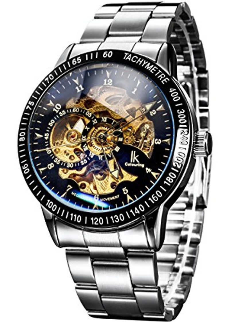 Social Alienwork IK Reloj Mecánico Automático Relojes Automáticos Hombre Mujer Acero Inoxidable Plata