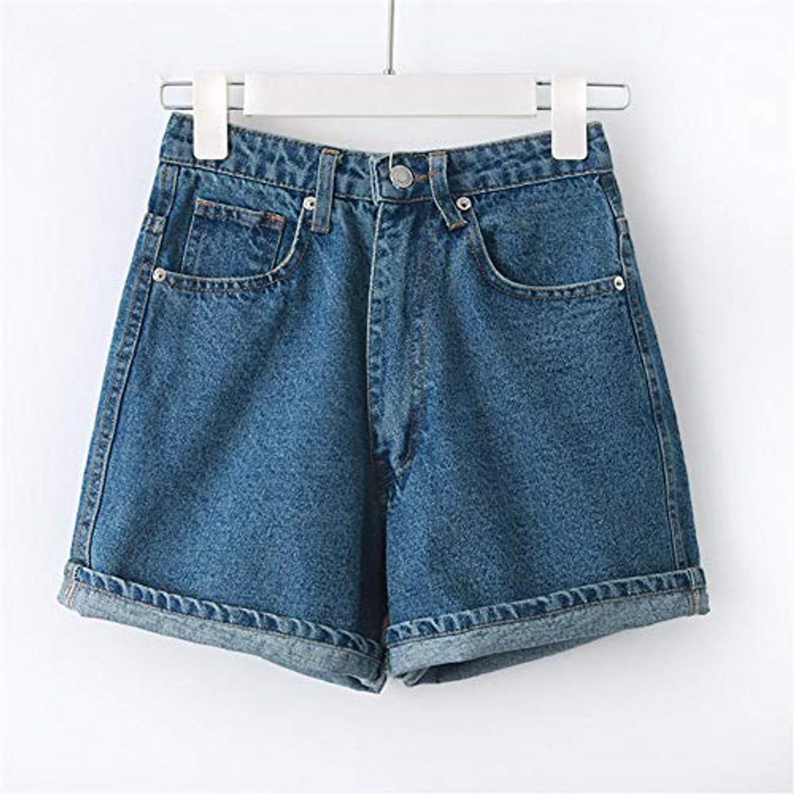 Social FCWJHNTSL Streetwear Casual Blue Denim Mujeres Shorts Verano Cintura Alta Cremallera Boyfriend