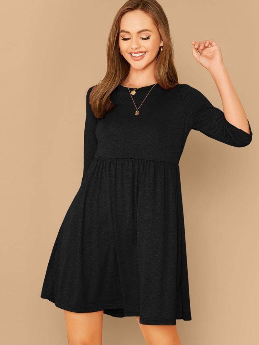 Fashion Heather knit Flare Tee Dress