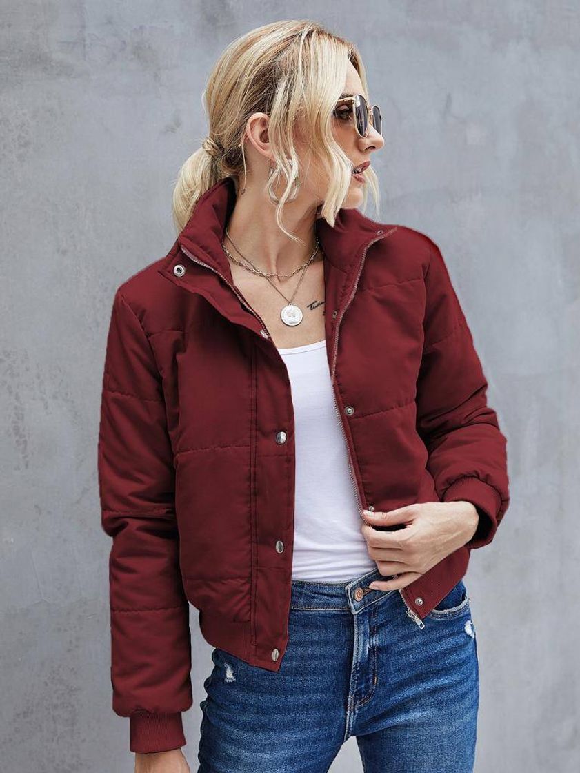 Fashion High Neck Zip Up Puffer Jacket