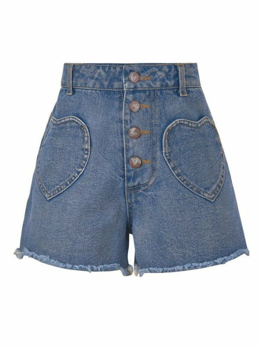 Fashion Shorts de 4 botões com corações ao lado 