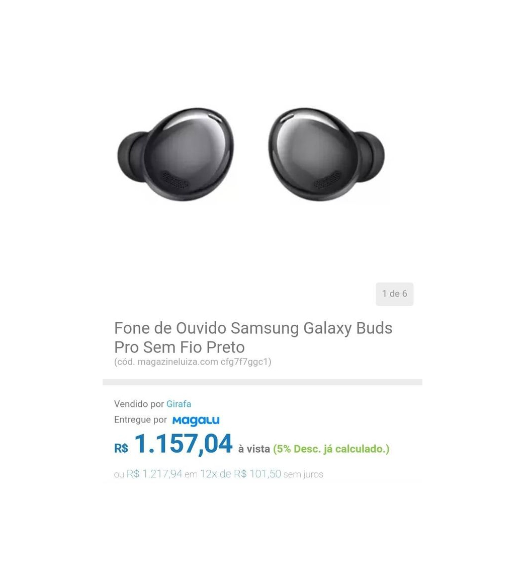 Product Samsung Galaxy Buds Pro Sem Fio Preto