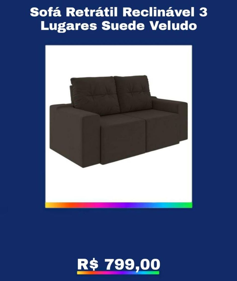 Product Sofá Retrátil Reclinável 3 Lugares Suede Veludo