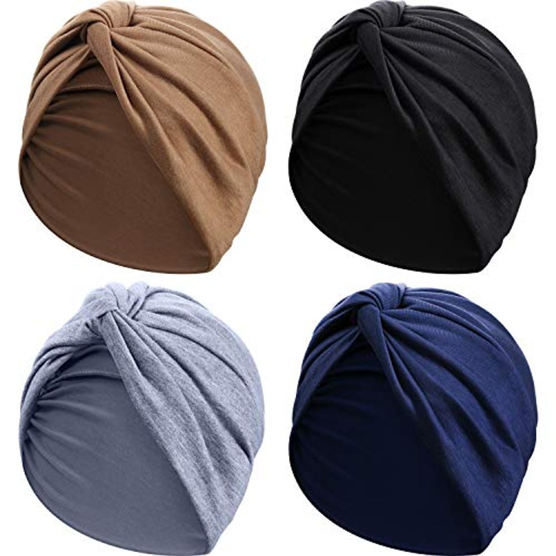 Fashion 4 Piezas Gorro Turbante para Mujeres Gorro de Nudo Pre Atado Suave