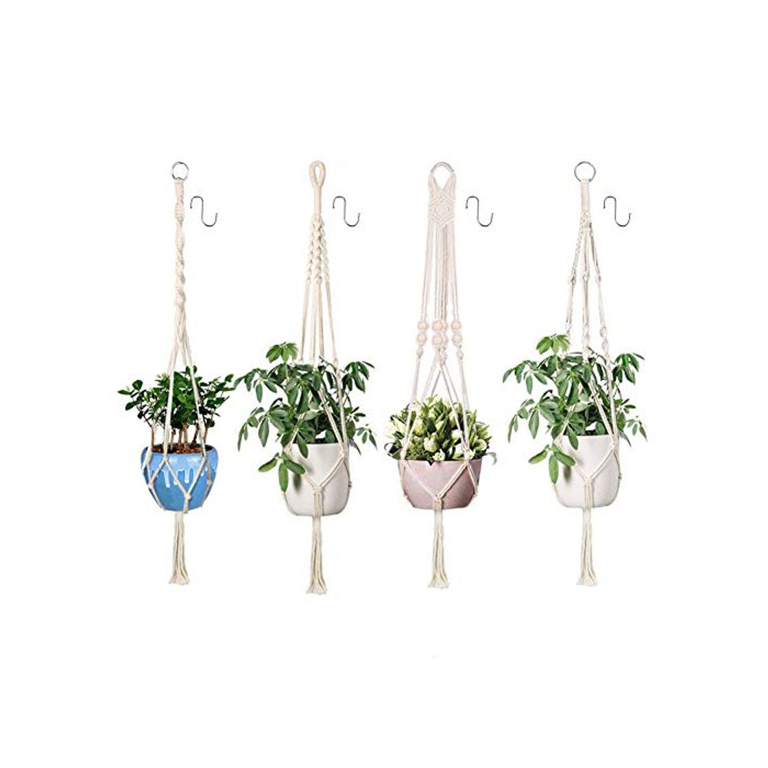 Social Xddias 4Pcs Colgante de Plantas Maceta Cuerda de Algodón Titular