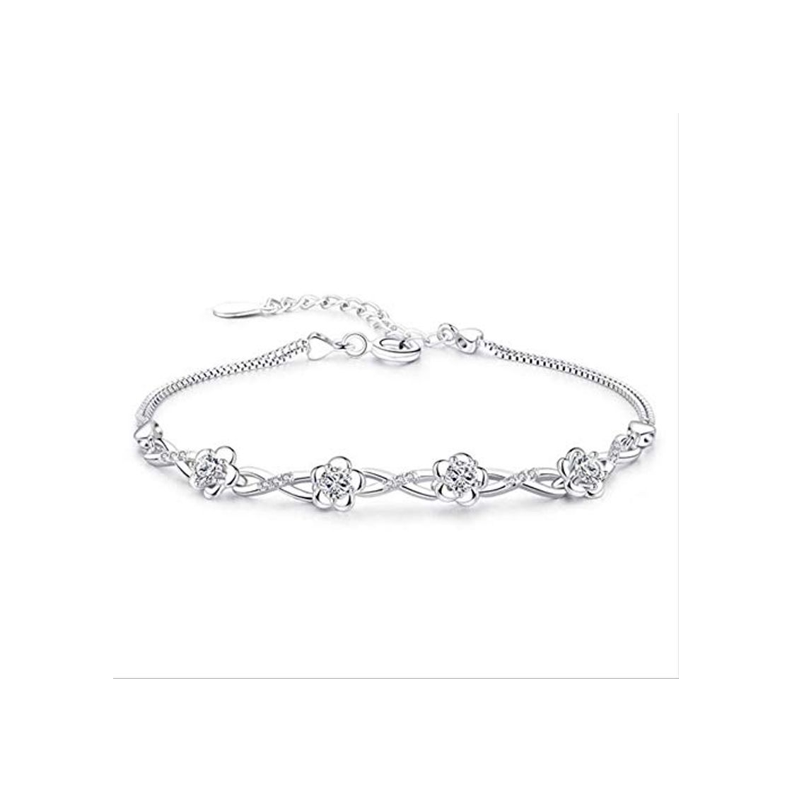 Social Nobrand Pulseras De Plata De Ley 925 Púrpura Blanco Circonita Ciruela Flor Pulseras Brazaletes para Mujeres Pulseira De Prata