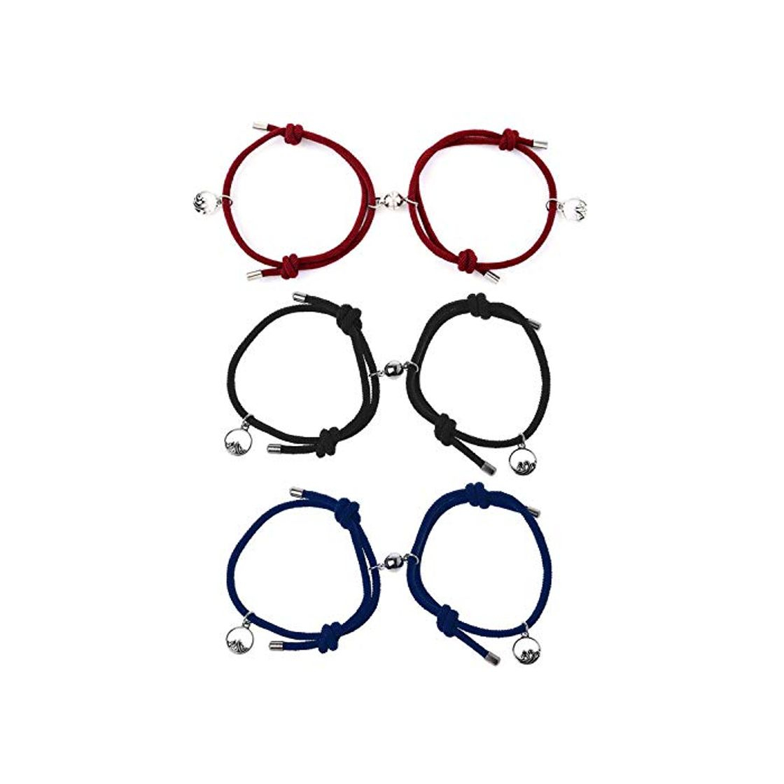 Moda BEIFON 6Pcs Pulseras Magnéticas Parejas Pulseras de Pareja para Atraer Hebilla Magnética