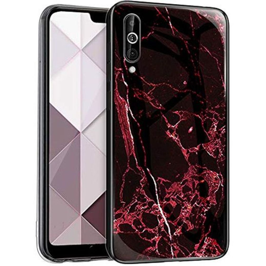 Belleza Funda Compatible con Galaxy A60S Carcasas Cristal Vidrio Templado Glass Case Mármol