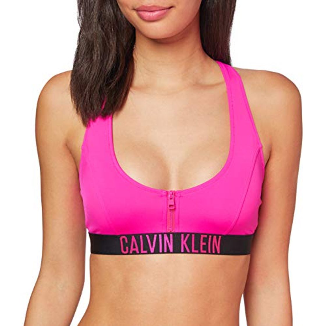 Fashion Calvin Klein Zip Bralette-rp Almohadillas y Rellenos de Sujetador, Rosa