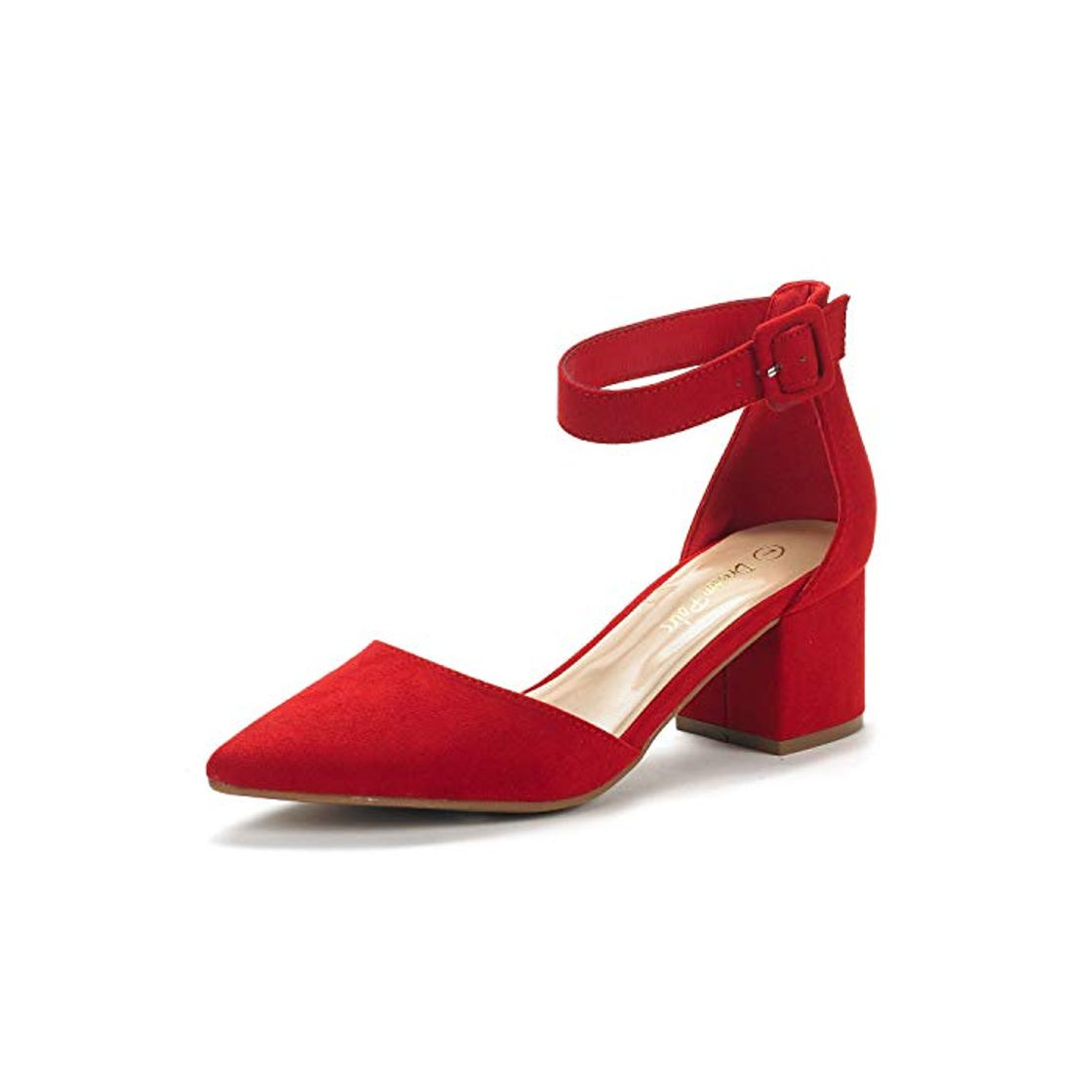 Products Dream Pairs Annee Zapatos de Tacón Bajo Ante para Mujer Rojo 37.5