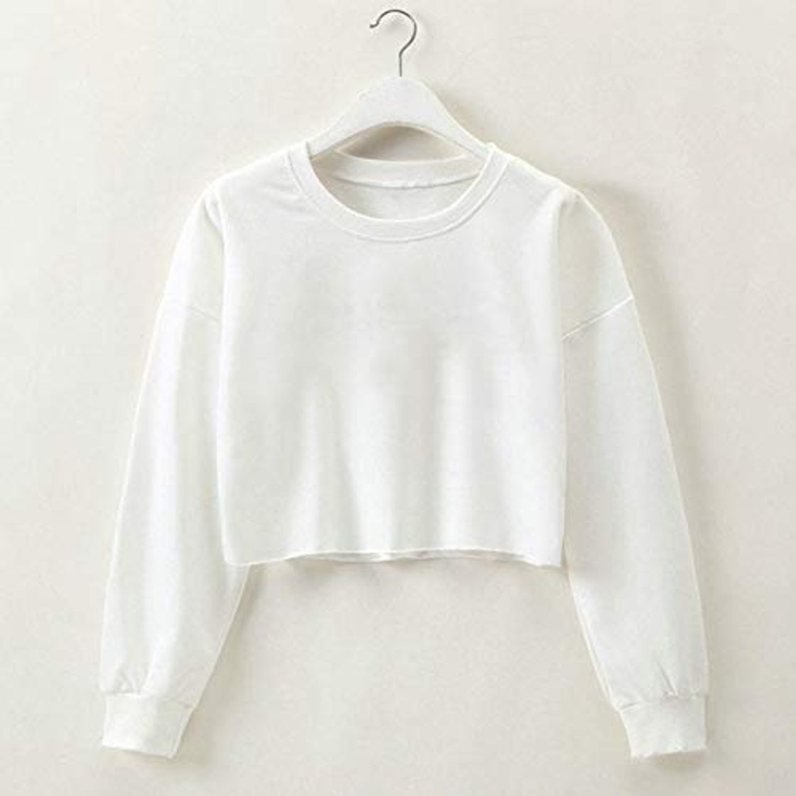 Moda Sudaderas con Capucha de Mujer Crop Top Moda Sudadera Suelta de Manga Larga Otoño Invierno Suéter Recortado Ropa Femenina Moletom XL Blanco