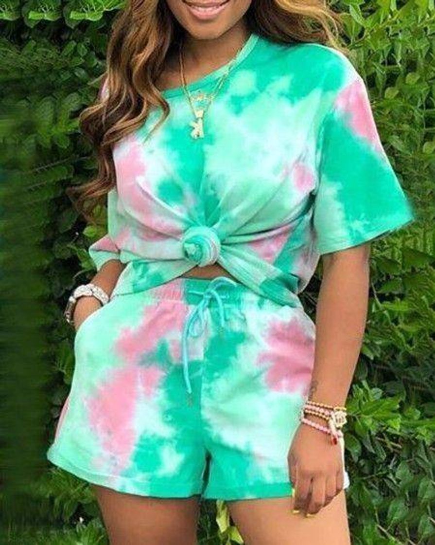 Social Tie Dye Verde em Tons de Rosa
