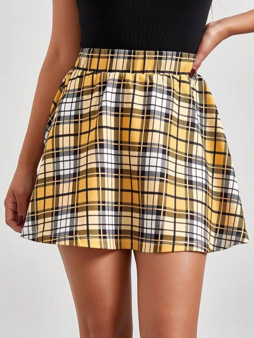 Moda Plaid Print Flare Skirt | SHEIN USA