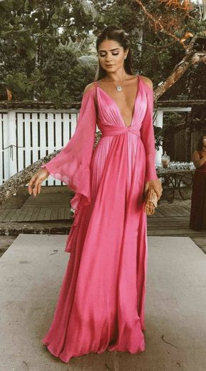 Vestido longo rosa 