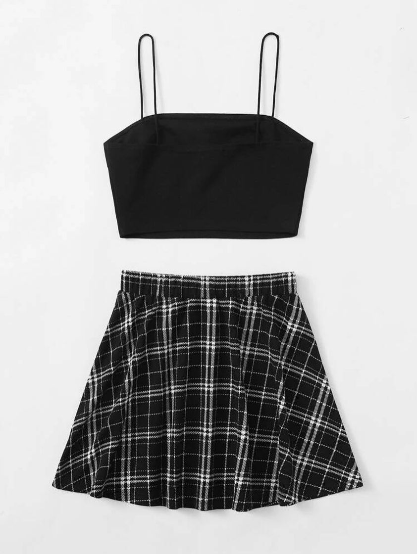 Moda SHEIN Xadrez Formal Roupa De 2pçs