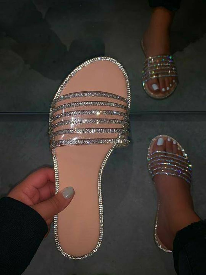 Moda Chinelo de cristal