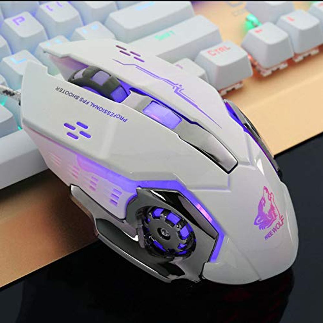 Products Roshion New for Ergon¨®mico Pro Wired LED Light 4000DPI ¨®ptico USB Gamer Gaming Mouse Blanco