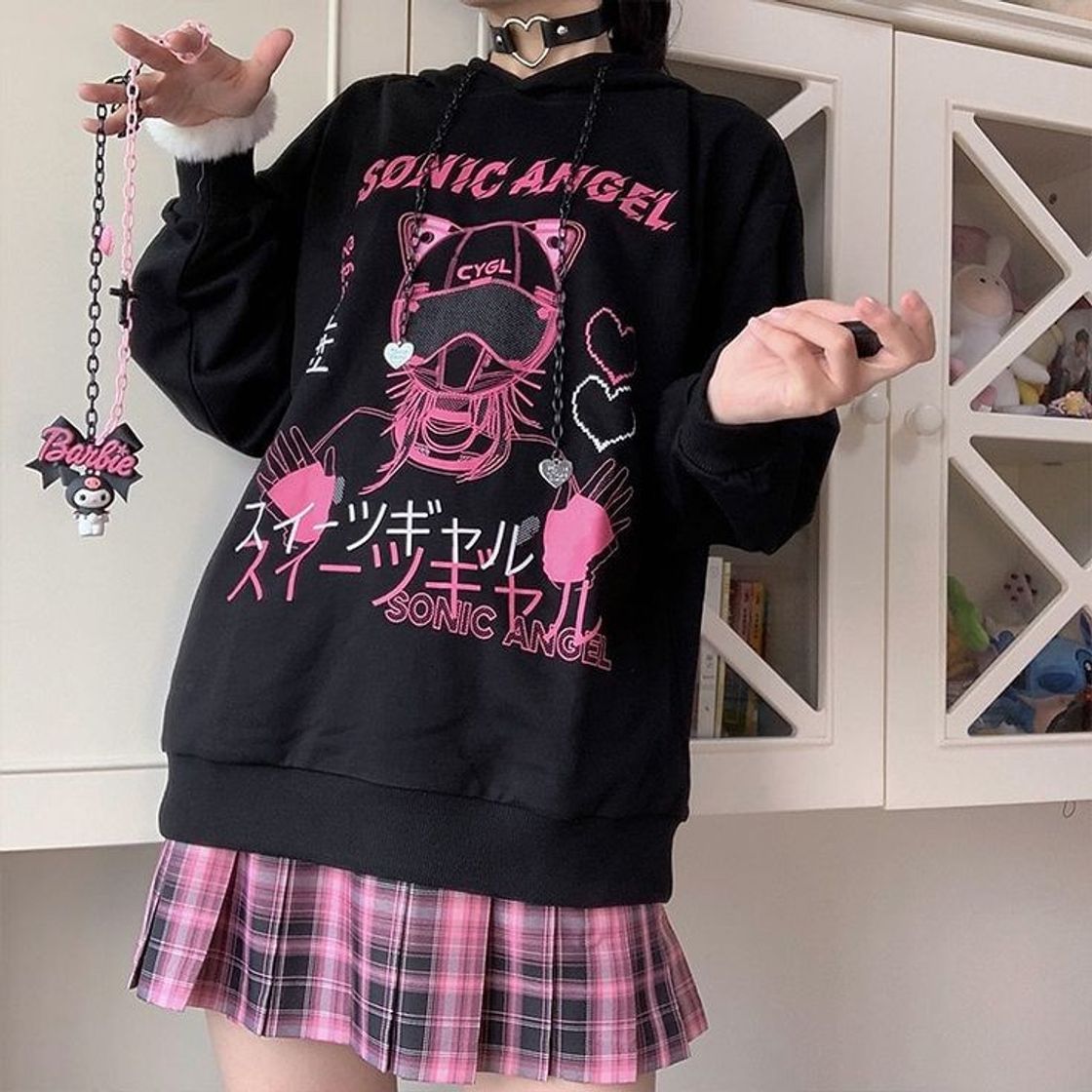 Moda Kawaii Hoodies Feminino Cartoon Graffiti Print Hoodie