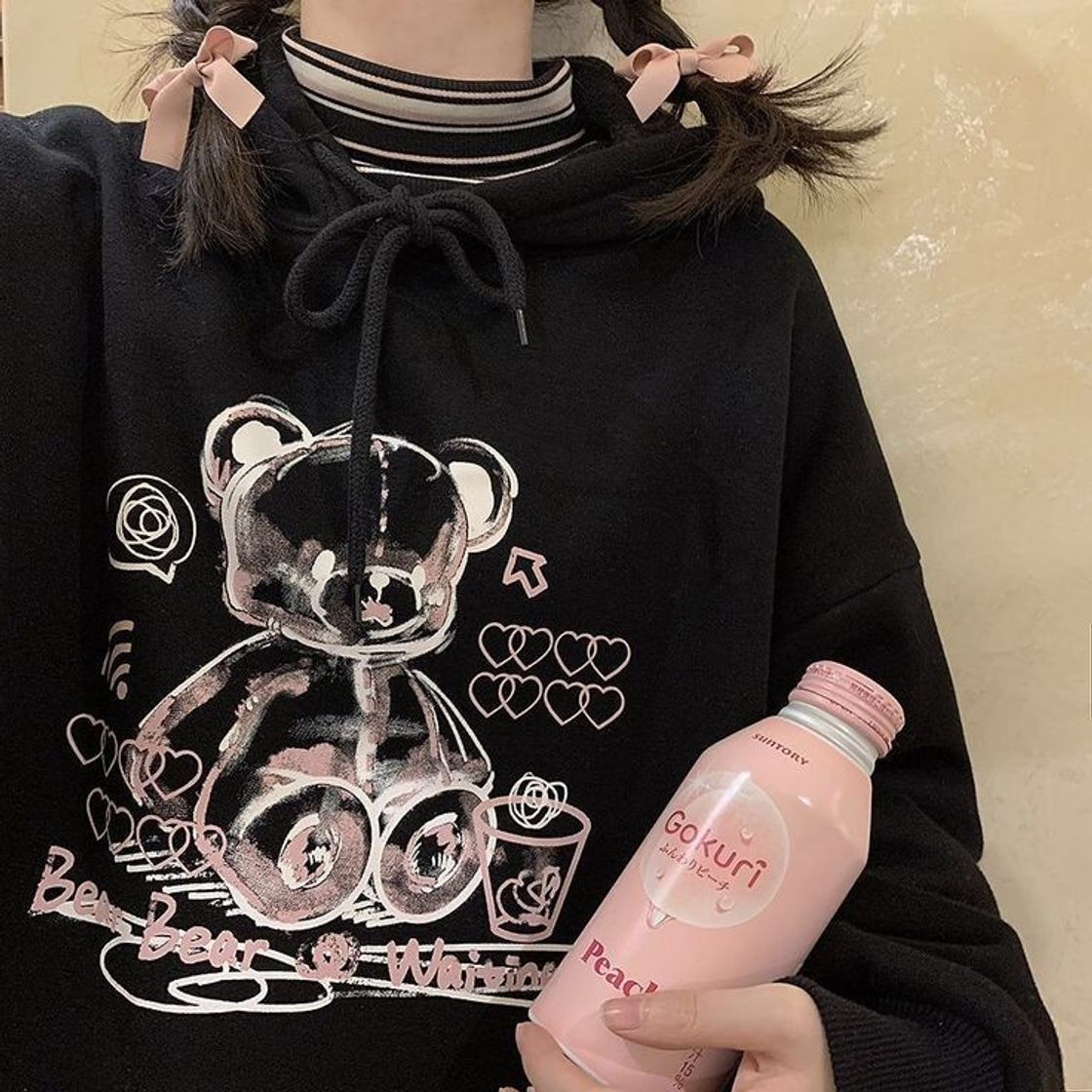 Moda Korea Ulzzang Bear Cute Women Hoodies Sweatshirts Loose