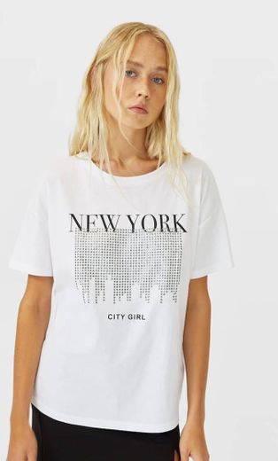 Tshirt New York com brilhantes 