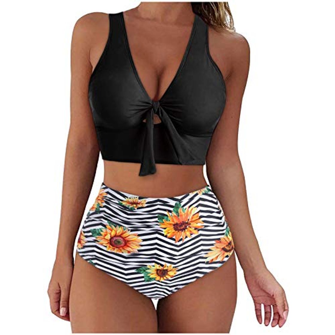 Moda LANSKRLSP Bikinis de Bañadores  Mujer  con Estampado de Girasol Bañador Ropa de Playa Sexy Traje de Baño Bikini Push Up Trajes de Baño 2021 Conjunto de Bikini Tanga 2 Piezas