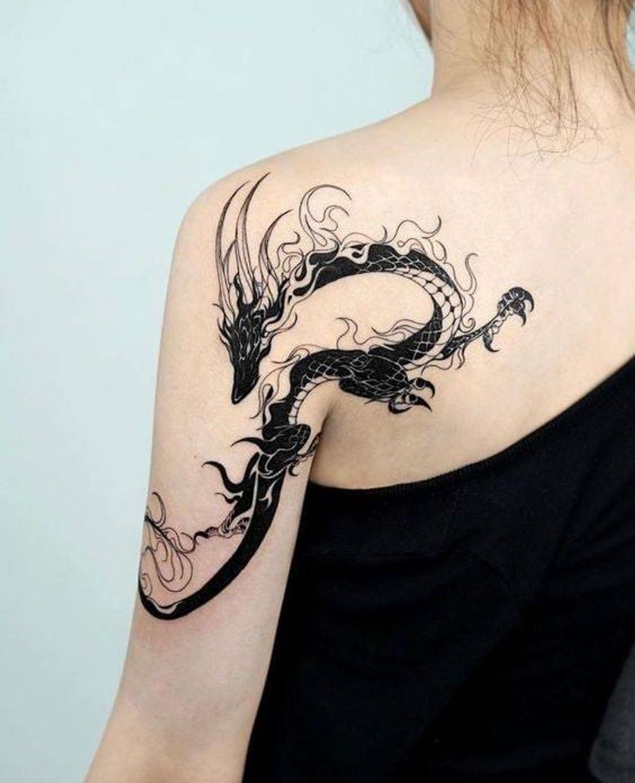 Moda chinese dragon blackwork tattoo