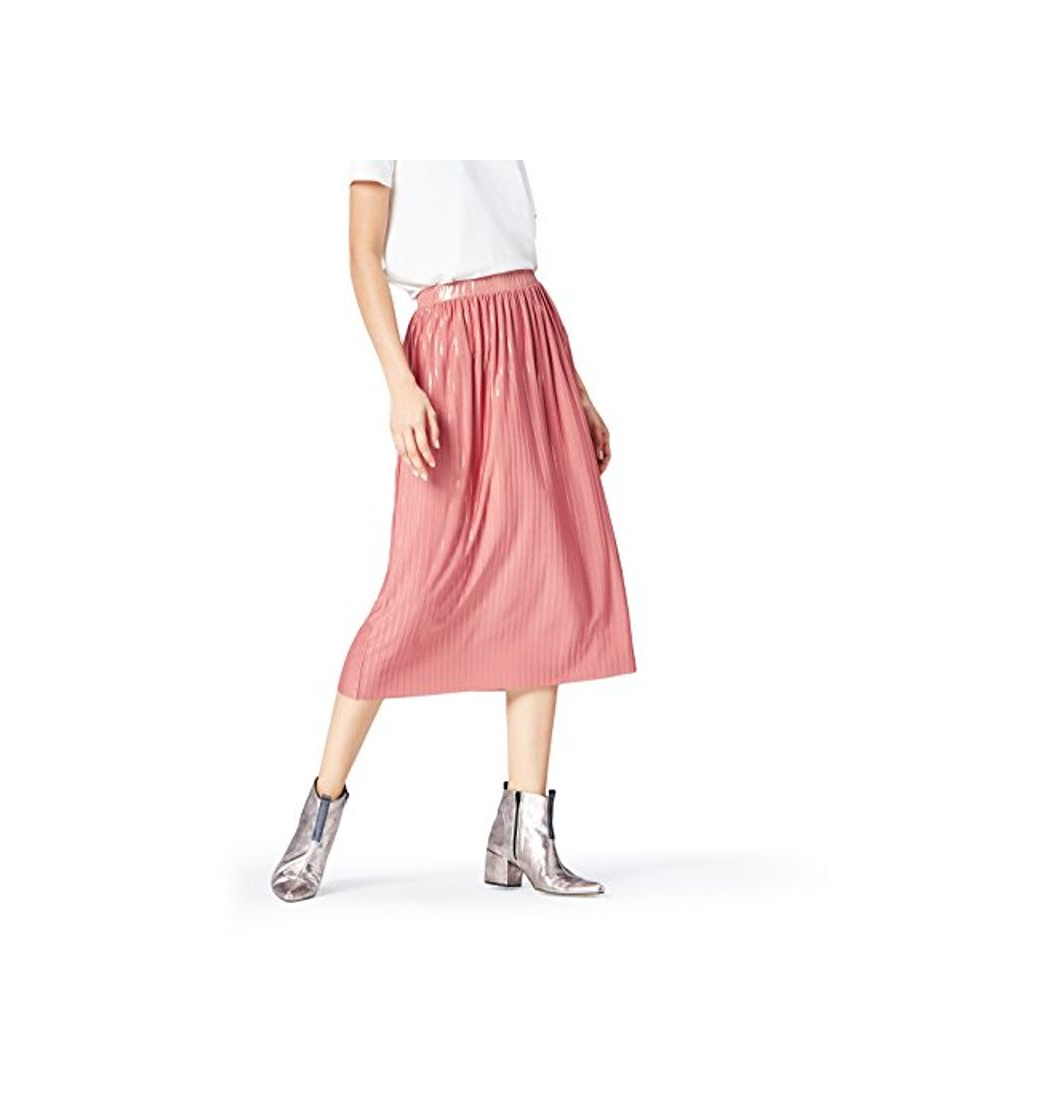 Social find. Falda Plisada con Detalle Metalizado para Mujer , Rosa