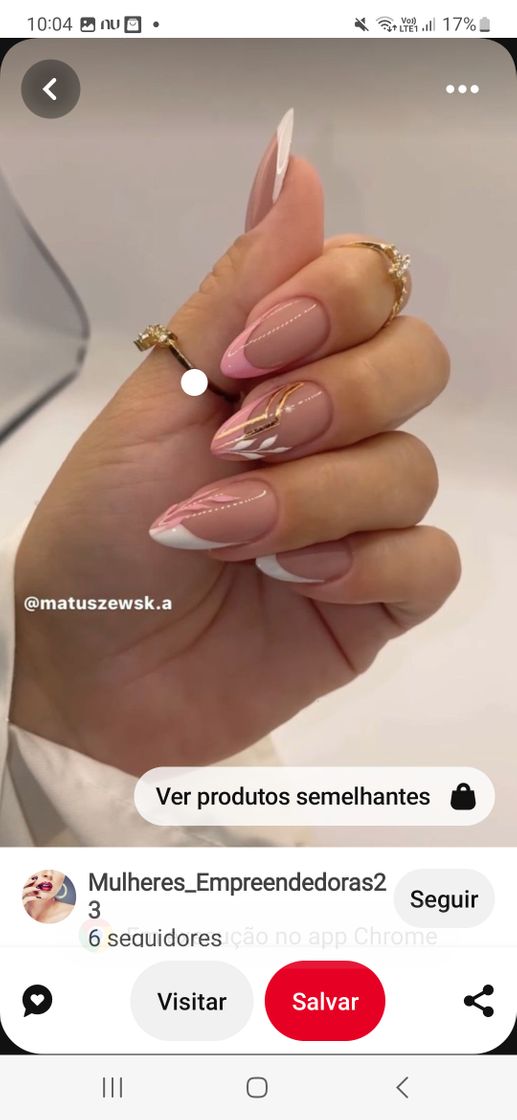 Belleza Unha rosa com branco