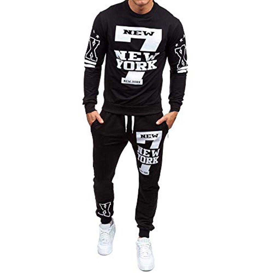 Producto DEELIN Moda De Los Hombres Casual New York Printed Jersey Sudadera con