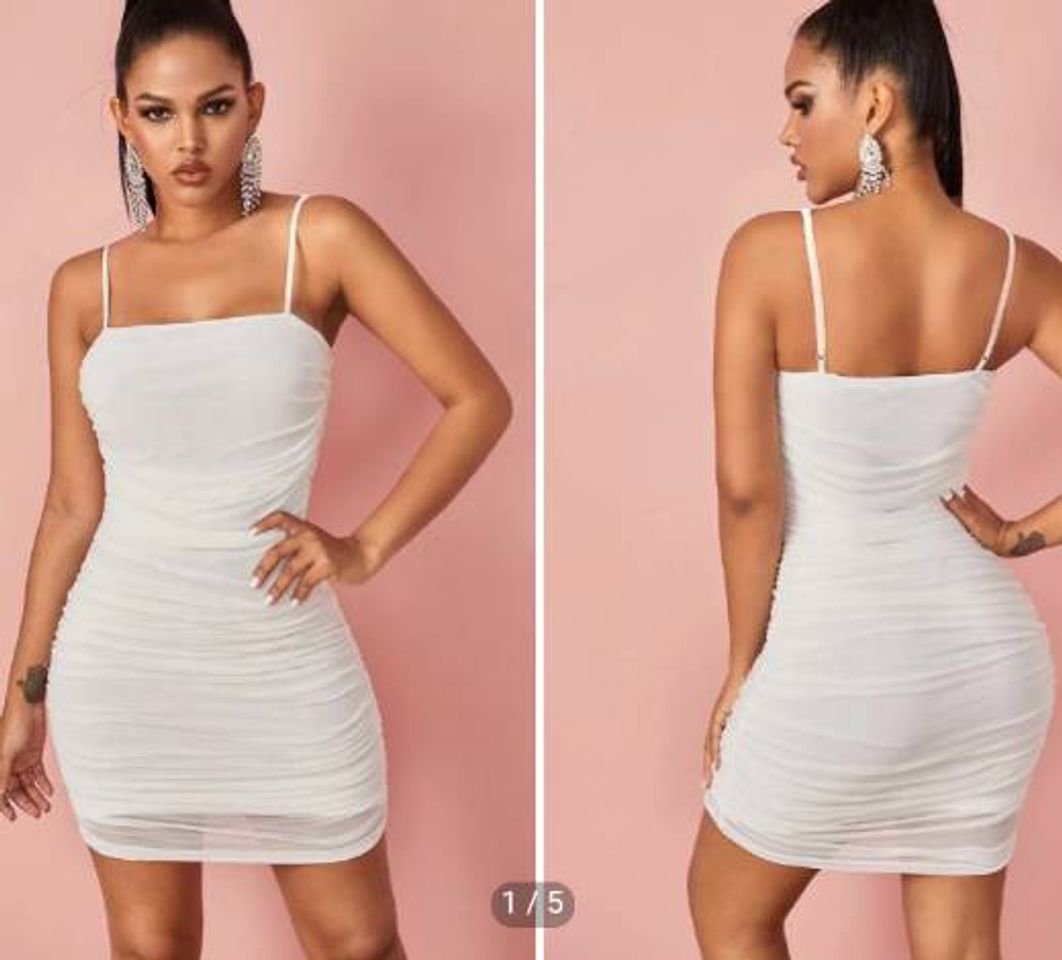 Fashion https://m.shein.com/br/Ruched-Mesh-Bodycon-Mini-Dress-p-8790