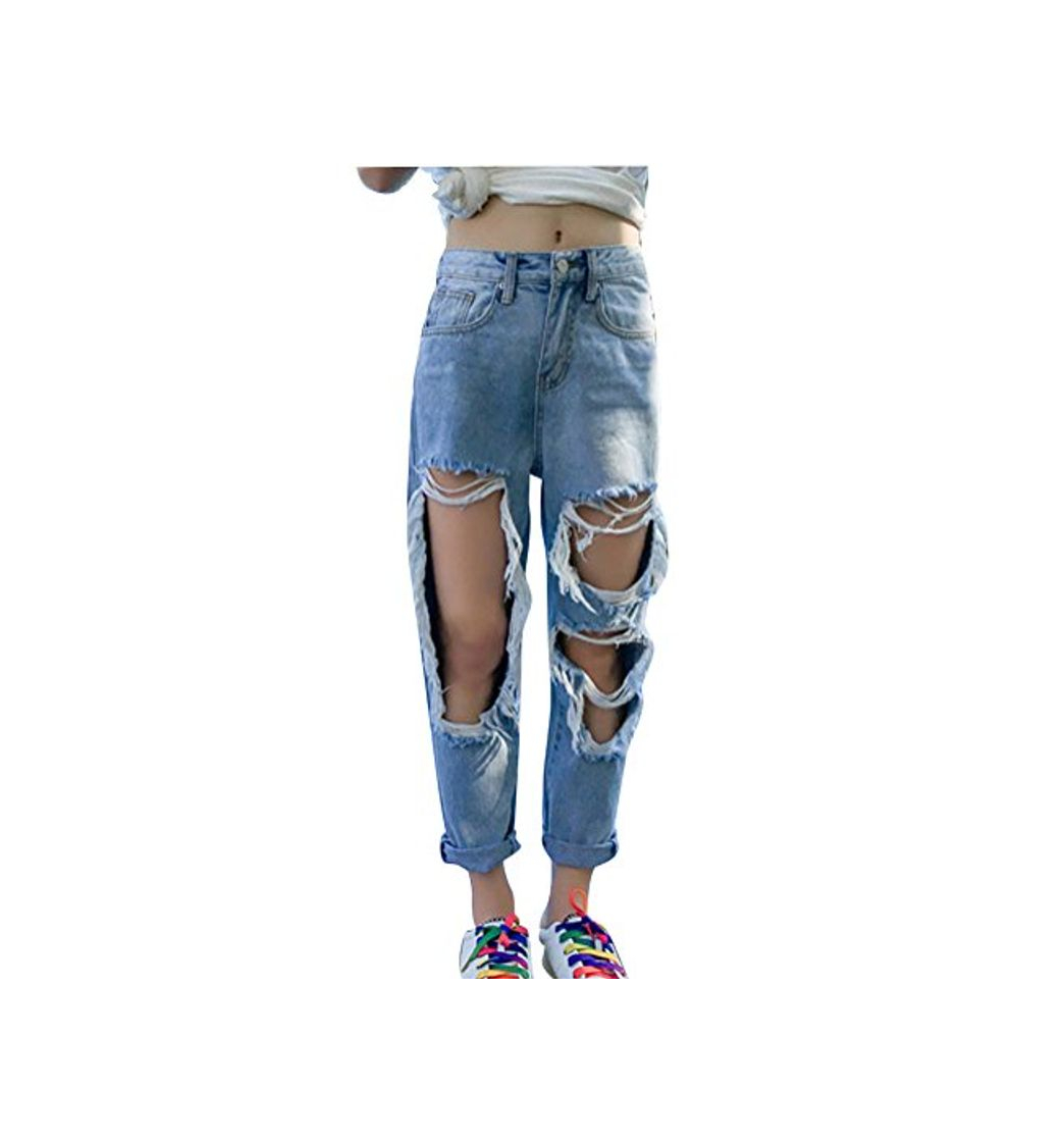 Productos DianShao Mujer Pantalones Jeans Boyfriend Skinny Rotos Flacos Vaqueros Cintura Alta Zarco