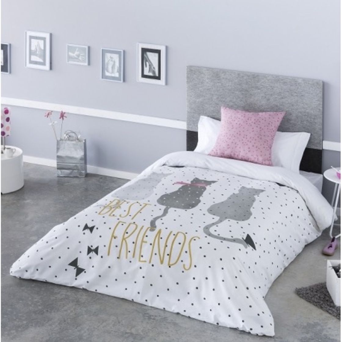 Moda Funda nórdica juvenil gris Cat gatos para cama 135, 105 o 90 cm