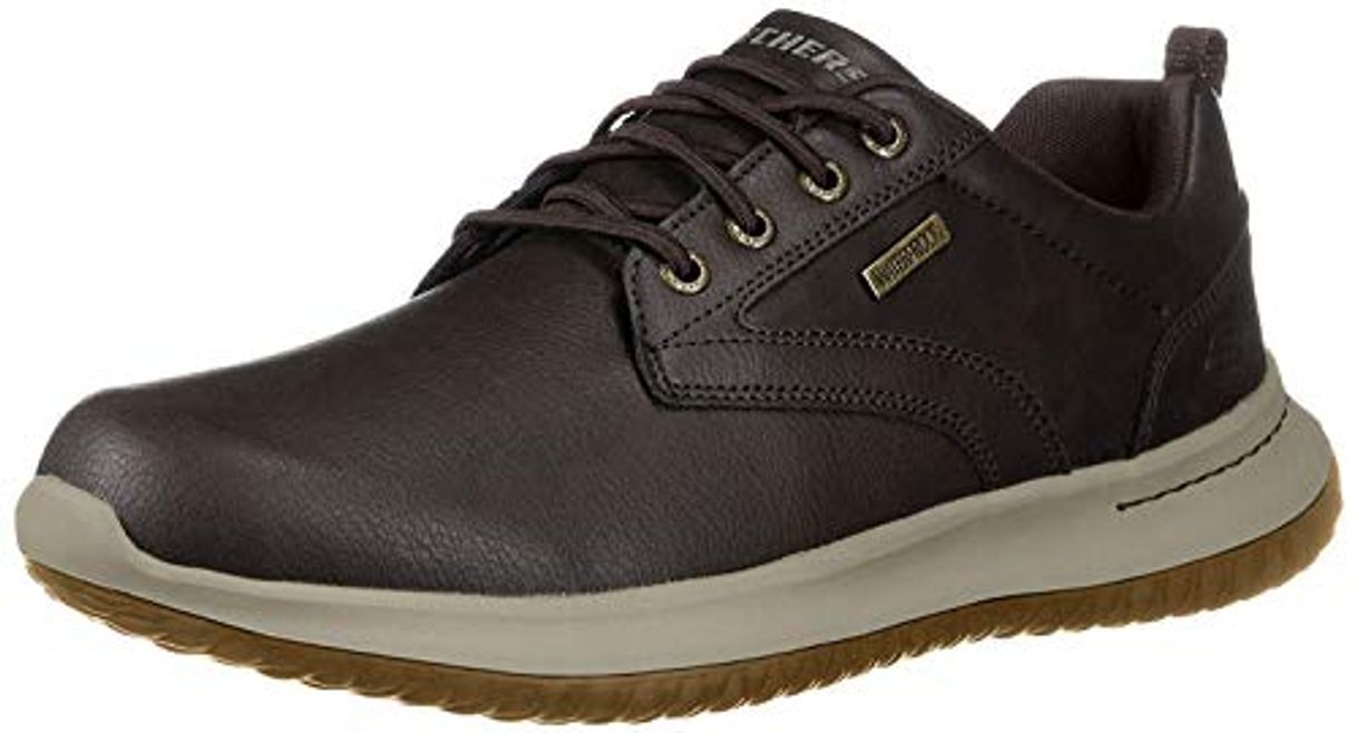 Fashion Skechers Delson-Antigo, Zapatos de Cordones Oxford Hombre, Negro