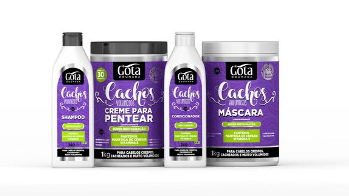 Moda ✅✅Kit Completo Gota Dourada Para Cabelo Cacheado Hidratação.