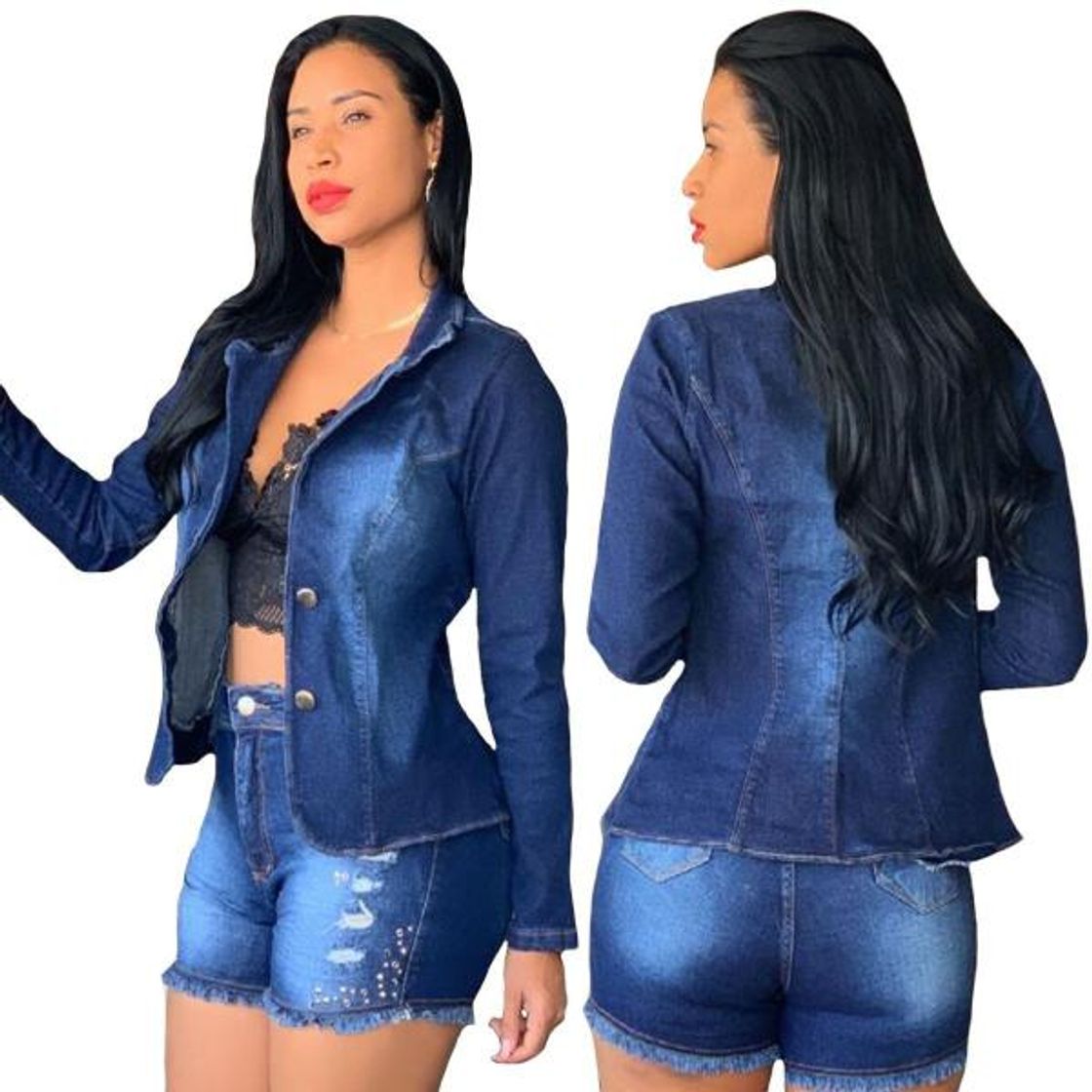 Moda ✅✅Blazer Jeans Com Licra Feminino Slim 