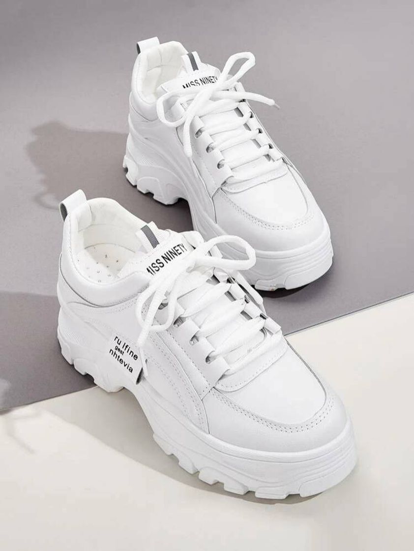 Moda Branco Amarrar Conforto Tênis