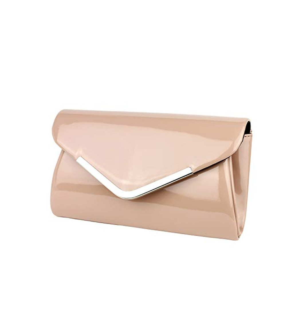 Producto Schompi Bolso Tipo Clutch Para Mujer, Con Cadena De Hombro Desmontable, Charol,