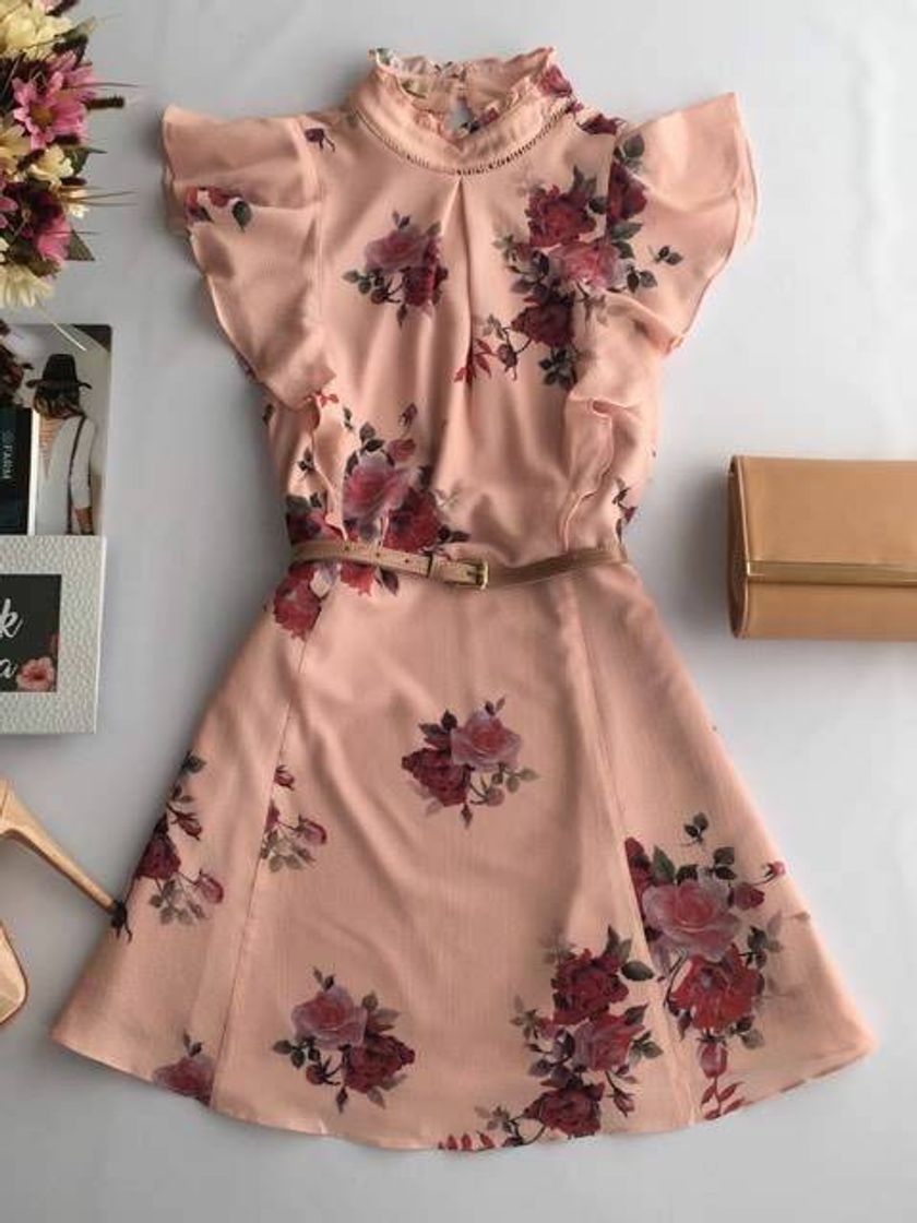 Moda Vestido rosa florado