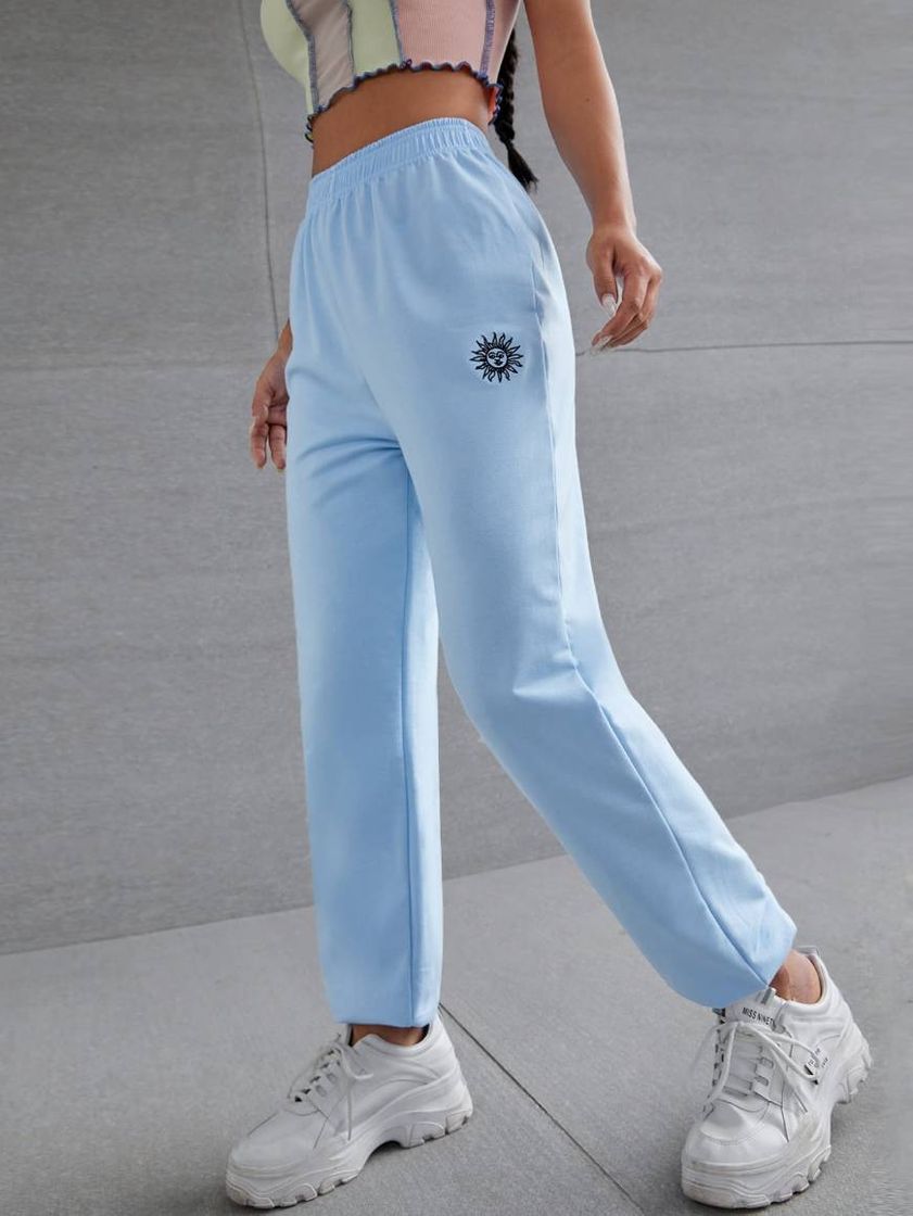 Fashion Sun Embroidery Sweatpants