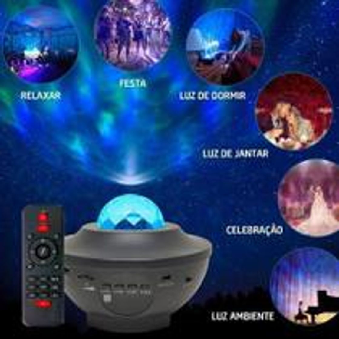 Product Luminaria Abajur Gira Projetor Estrelas Galaxia