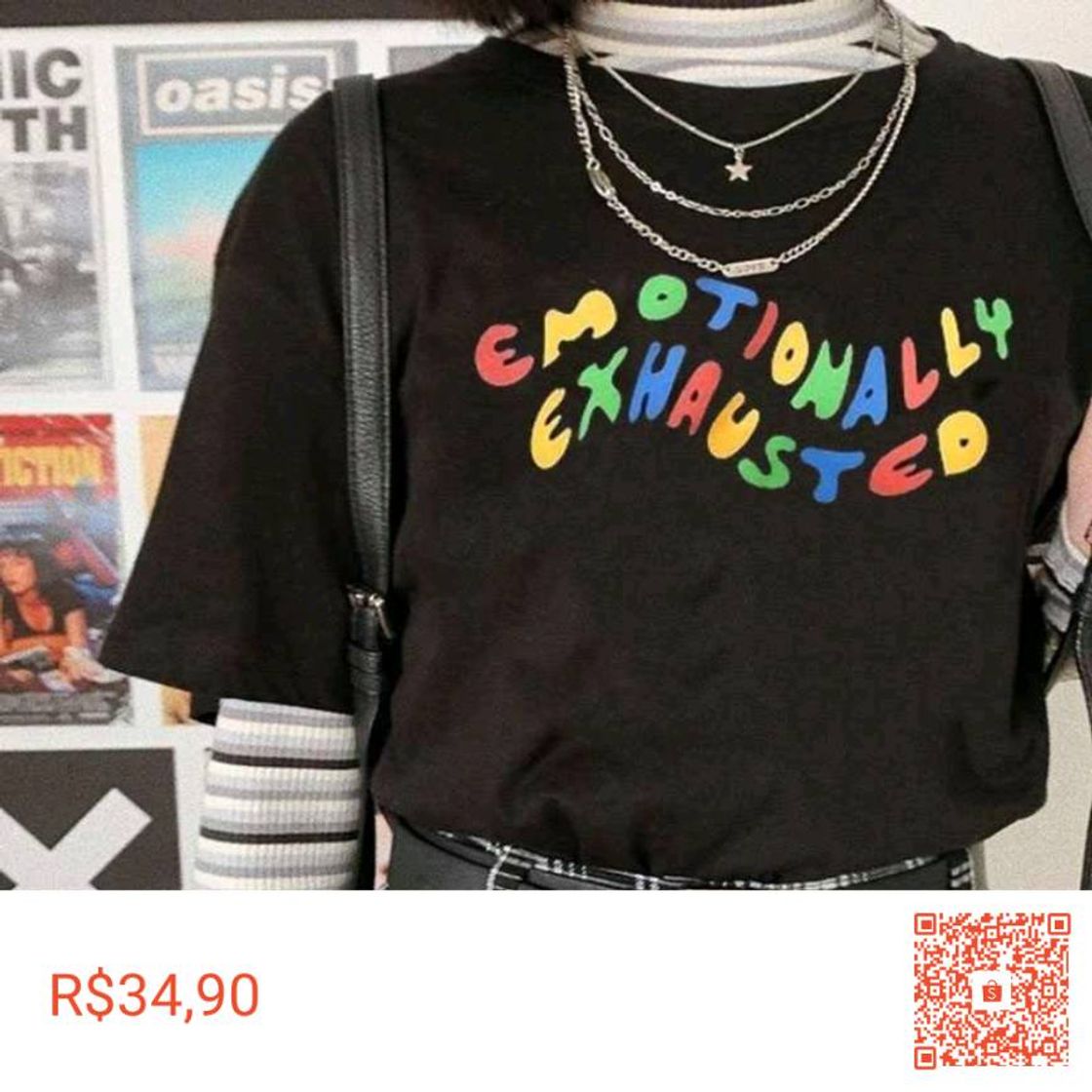 Fashion Camiseta - Emotionally Exhausted/Aesthetic/Tumblr/Egirl/Moda