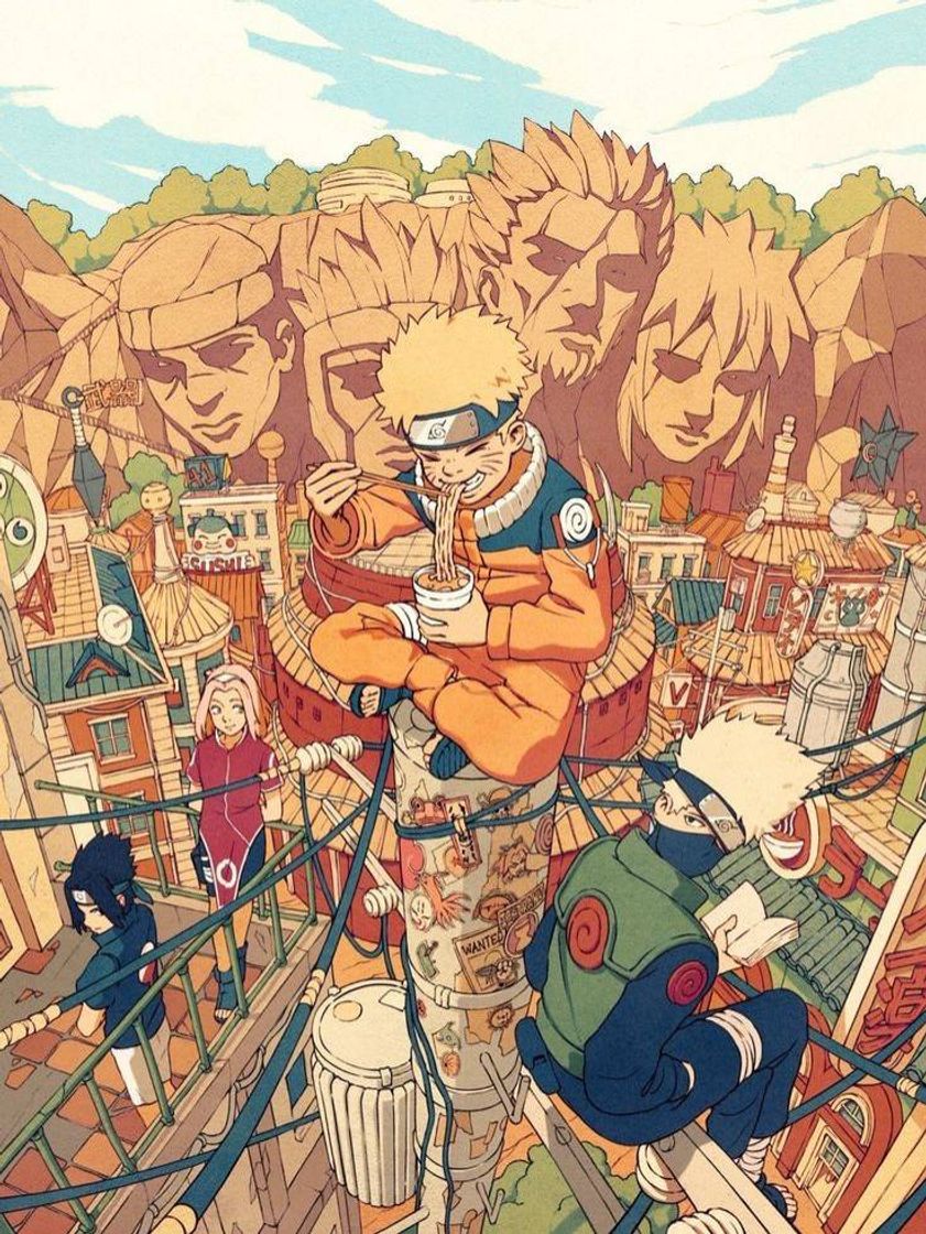 Fashion ✨Naruto comendo (Lámen) vendo a boa vista da sua vila✨