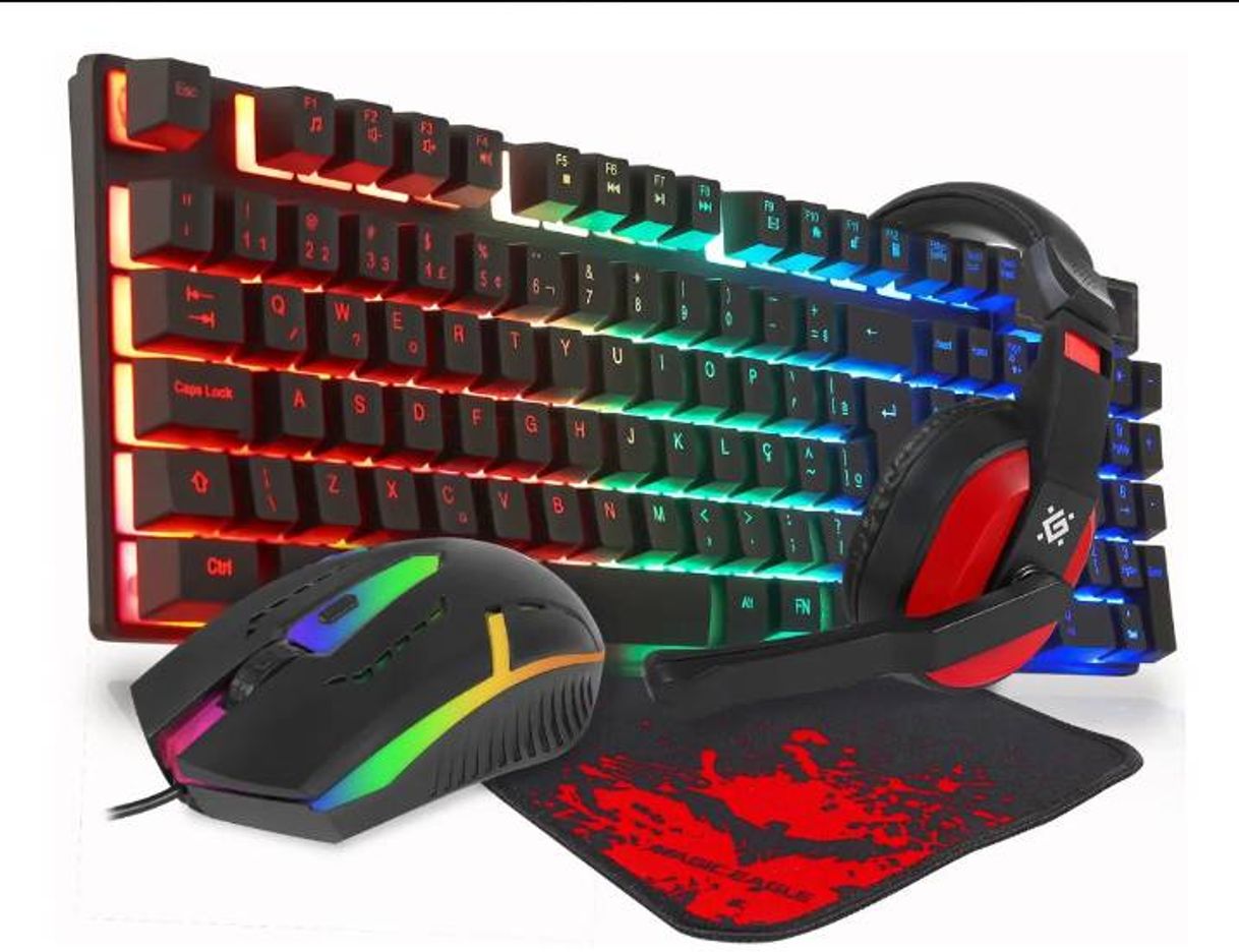 Moda Kit Teclado Semi Mecânico Gamer Mouse 3200dpi Laser Headset ...