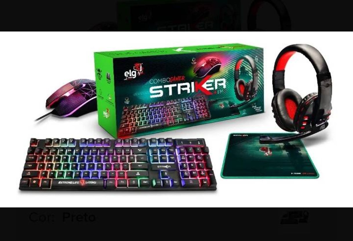 Fashion Kit Combo Gamer 4x1 Teclado Mouse Headset ELG Striker Cgsr41 ...